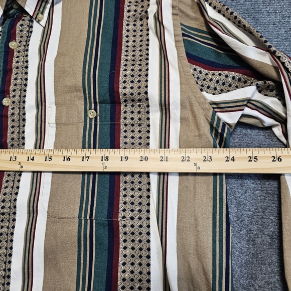 Vintage 90s Trader Bay Mens African Stripe Button Down Shirt Long Sleeve Cotton - Picture 14 of 16